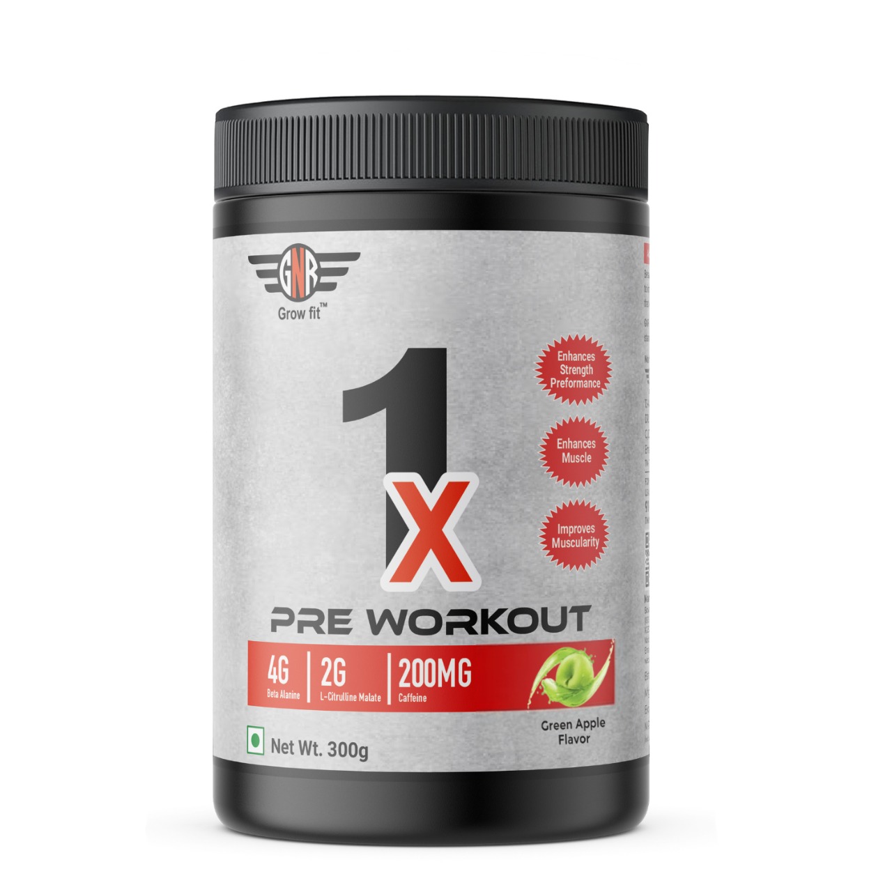 1X Pre Workout by GNR Growfit – Green Apple Flavor