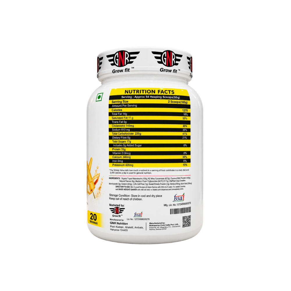 GNR 1X Mass Gainer – Kesar Kulfi Flavour | Weight Gainer & Protein Muscle Building Formula | 1kg - Image 3